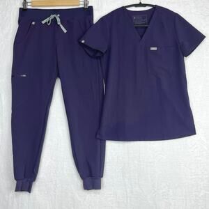 Figs Scrub Set Purple‎ Shadow Zamora Jogger Pants XSP Catarina Top XXS
